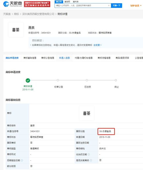 世界食品网 喜茶公司注册喜茶商标被重审 国际分类为方便食品